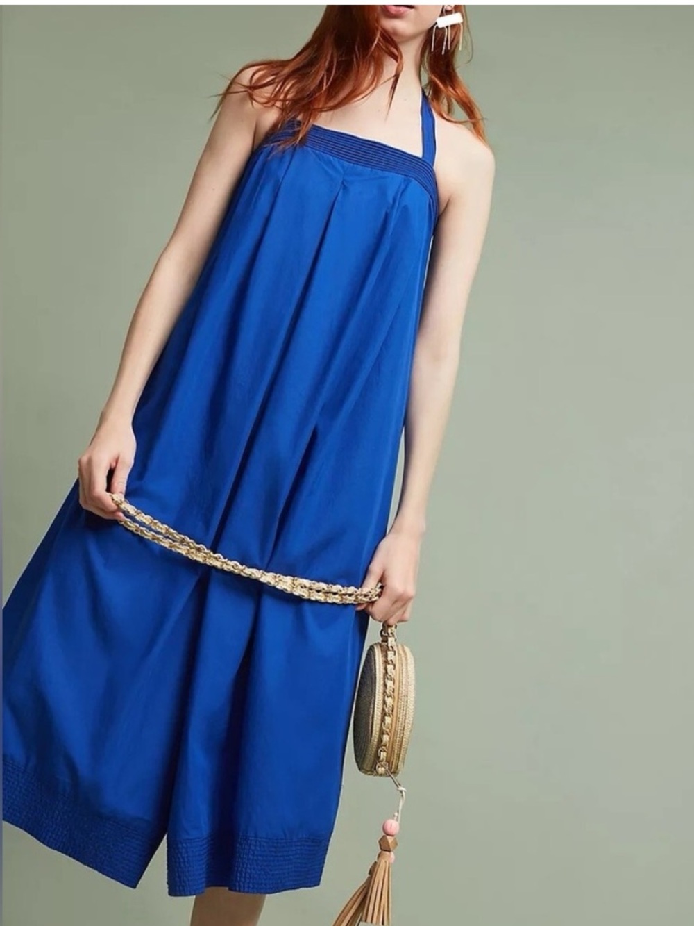 NWOT Anthropologie Sunward Hei Hei Blue Halter Strap Jumpsuit